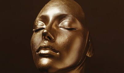 A woman's face is made of gold