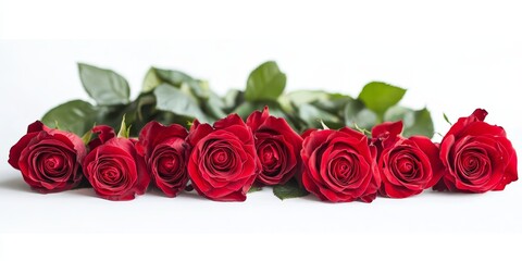 Obraz premium Bunch of red rose flowers beautifully arranged and isolated on a white background, showcasing the stunning elegance of red rose flowers in a striking display. Perfect for floral themes.