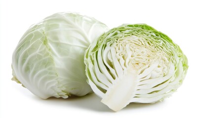 Obraz premium A white cabbage is cut in half