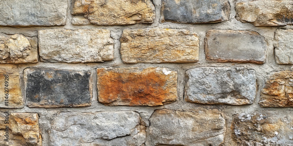 Aufkleber texture of aged stone bricks showcasing the rustic charm of an old house the unique texture of stone