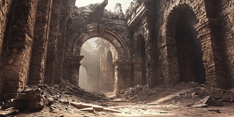 Ruins of an ancient building feature a striking firewall, showcasing the unique architecture and intriguing history behind the old building s remains and its captivating firewall structure.