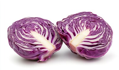 Fototapeta premium A purple cabbage is cut in half