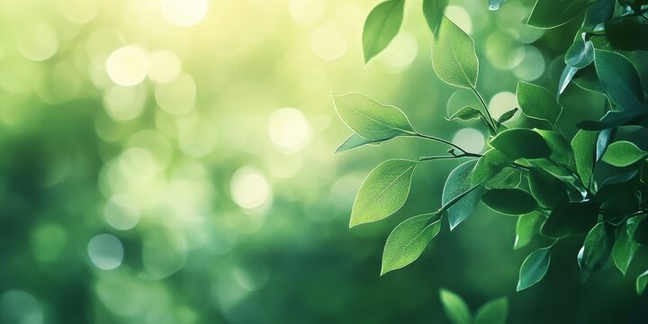 Green abstract background featuring blurred plant leaves creates a serene nature bokeh effect, enhancing the overall ambiance of the green abstract background and providing a calming visual