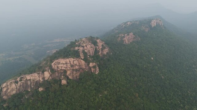 Early morning mist drapes over Matha Forest, bathed in soft dawn light from above.