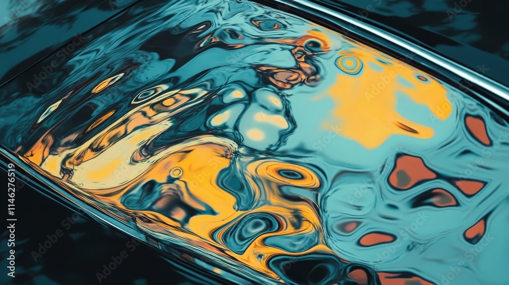 Fototapete abstract composition featuring reflections captured in the windows of a car, highlighting intricate 