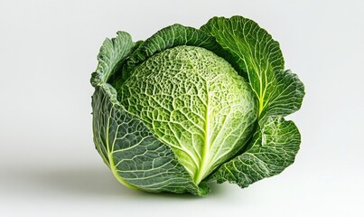 Fototapeta premium A green cabbage with a white stem
