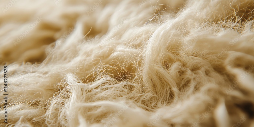 Poster Close up macro image showcasing intricate details of wool fibers, highlighting the unique texture and structure of wool fibers in a visually captivating manner. Explore the beauty of wool fibers.