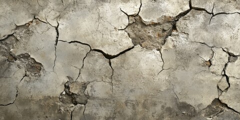 Cracked cement floor background showcases unique textures and patterns, making it an ideal choice for creative projects focusing on surfaces, design, and architectural elements.