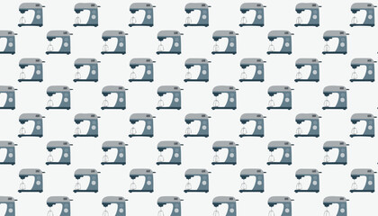 Seamless pattern with kitchen mixer. Vector illustration in flat style