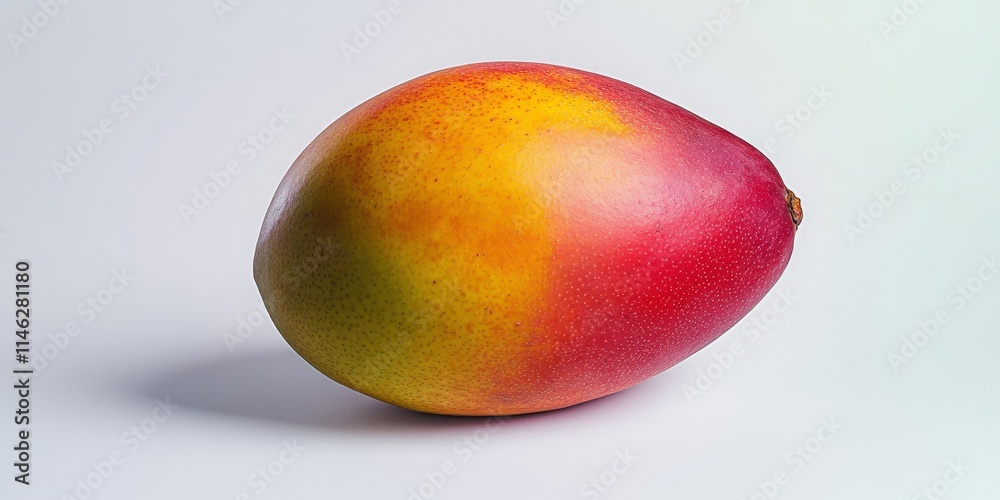 Poster isolated mango fruit displayed on a white background, showcasing the vibrant color and texture of th