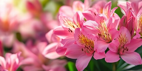 Fototapeta premium Pink flowers represent love, joy, and femininity. Often linked to Mother s Day, pink flowers make perfect gifts for special occasions celebrating women and their cherished moments.