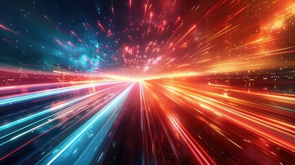 Bright, futuristic lines creating a sense of motion