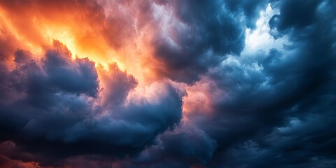 Heavy sky filled with dark, heavy clouds creates a dramatic backdrop during sunset, showcasing the intensity of bad weather in an atmospheric scene. Heavy sky captures the essence of this moment.