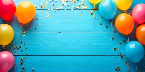 Happy birthday party background, Birthday concept, celebration concept, Bunch of bright balloons and text Happy Birthday 