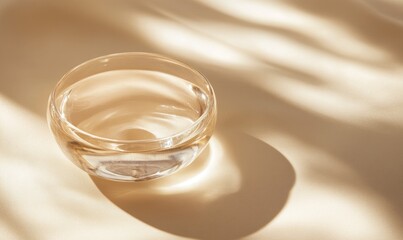 A clear glass bowl with water in it