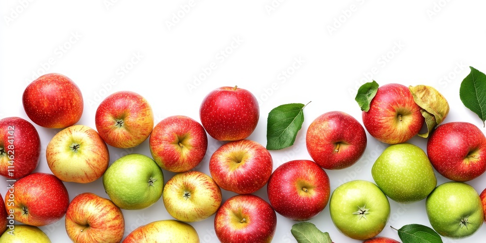 Poster vibrant healthy fruits background featuring a variety of apples on a clean white backdrop. this appl
