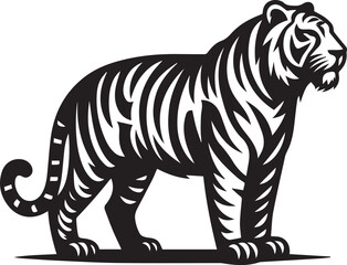 tiger, tiger logo vector, tiger vector illustration, tiger silhouette vector black and white full body eps file