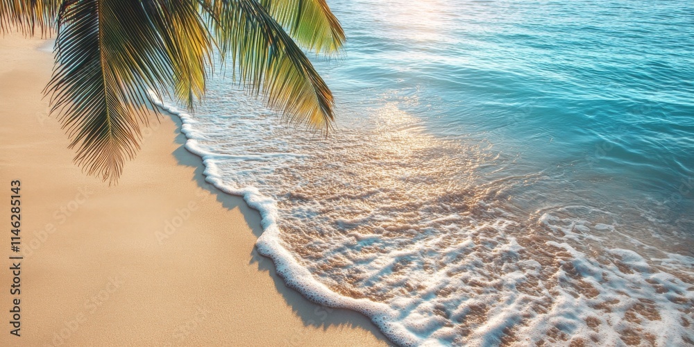 Poster the beach sand displays a stunning appearance, making the beach sand an inviting and appealing desti