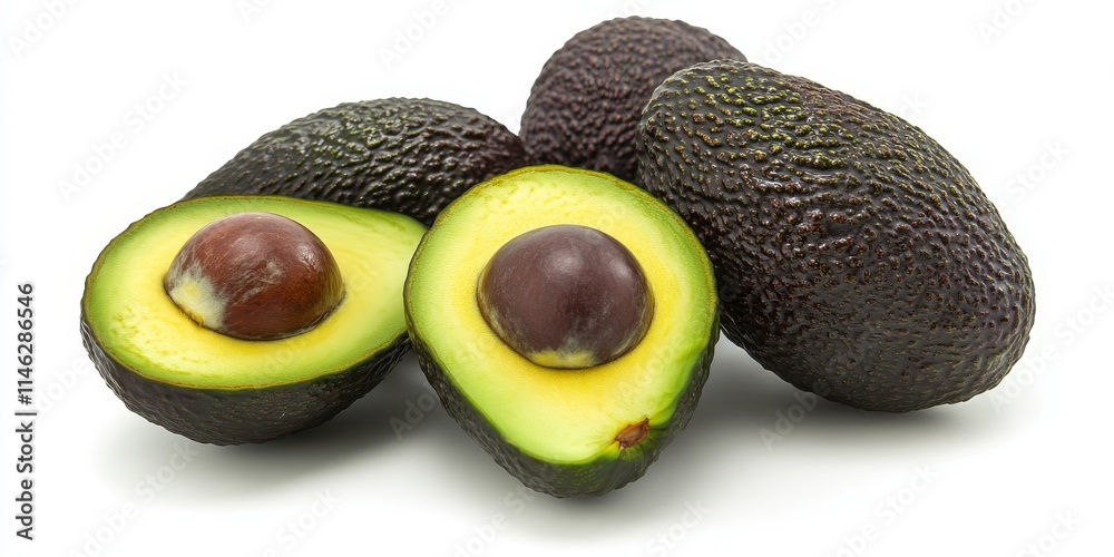 Poster avocado displayed against a clean white background, highlighting the vibrant color and texture of th