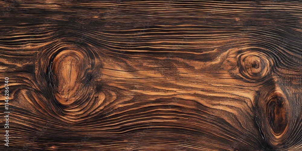 Poster background featuring a natural wood texture characterized by dark brown and black tones, creating an