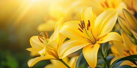 Yellow lily flower, also known as lilium african queen , showcases vibrant petals and graceful beauty. This stunning yellow lily flower brings a touch of elegance and charm to any garden or