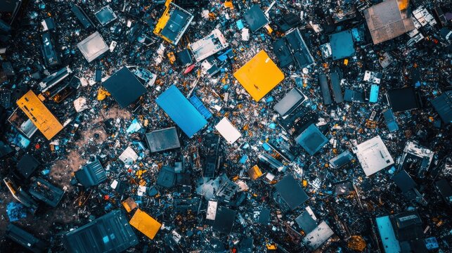 Aerial View Of An Electronic Waste Dump