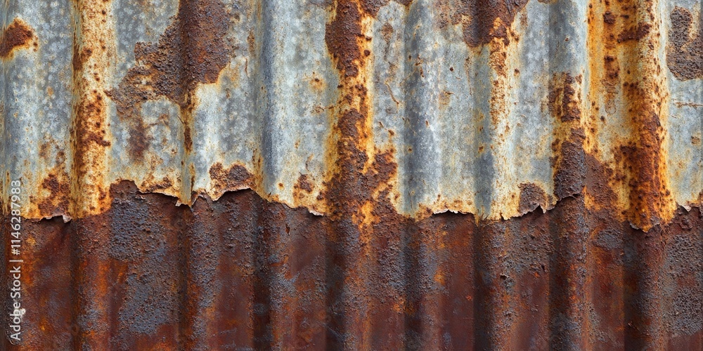 Poster rusted galvanized iron plate showcasing its weathered texture and unique patterns. this rusted galva