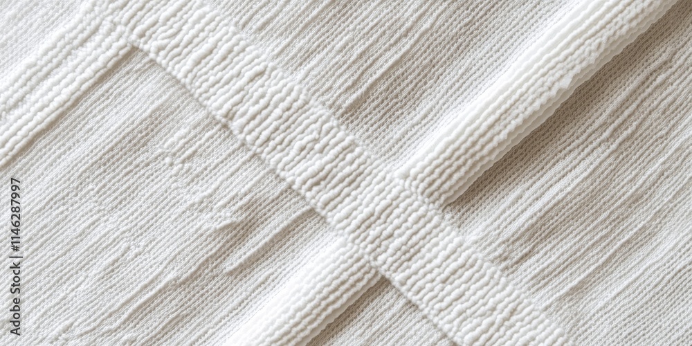 Leinwandbilder close up of a white textile texture featuring seams arranged in a cross pattern, highlighting the in