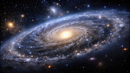 Fototapeta premium Spiral Galaxy with Intricate Arms and Vibrant Colors Against Dark Cosmic Background