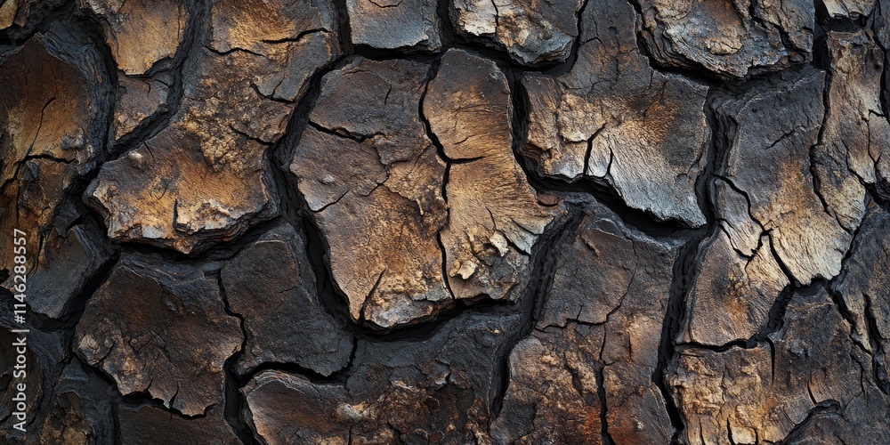 Poster Texture of tree trunk surface showcasing intricate natural patterns. This tree trunk texture highlights the unique characteristics found in the natural pattern of various tree trunks.