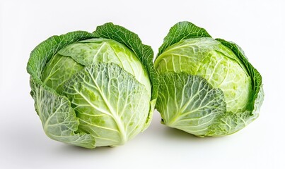 Fototapeta premium Two large green cabbage heads