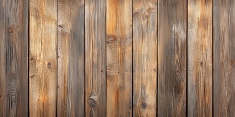 Naklejka premium Rustic wood background featuring an old brown texture, providing a bright and appealing wood panorama. This long banner emphasizes the unique rustic wood texture throughout.