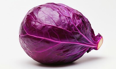 Fototapeta premium A purple cabbage is sitting on a white surface