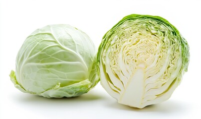 Fototapeta premium A head of cabbage is cut in half