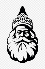 Santa Claus. Saint Nicolas. Father Christmas. Vintage Santa Claus head. Silhouette. Symbol of New Year and Christmas. Vector flat illustration on transparent background