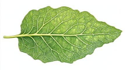 Detailed Closeup of a Single Green Leaf Vein Structure