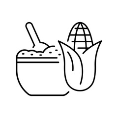 cornstarch black line icon.