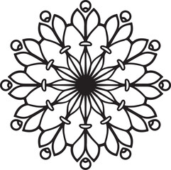 Mandala silhouette vector on a white background, mandala design for coloring book, vector mandala design