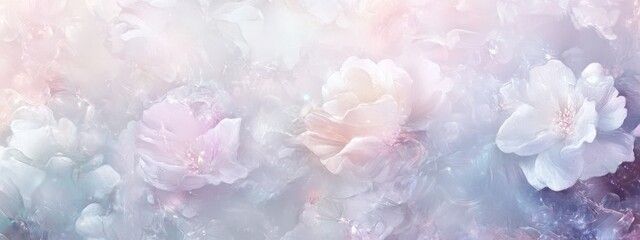 Soft pastel floral background with dreamy, blurred blossoms.