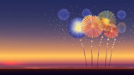 Colorful Fireworks on twilight background