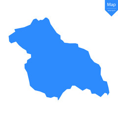 Blue map of Kashmir isolated on white background. Vector illustration eps10.	

