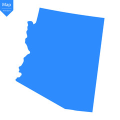 Blue map of Arizona isolated on white background. Vector illustration eps10.	
