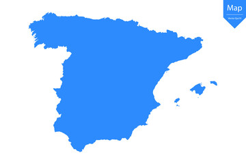 Blue map of Spain isolated on white background. Vector illustration eps10.	
