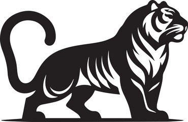Obraz premium tiger, tiger logo vector, tiger vector illustration, tiger silhouette vector black and white full body eps file