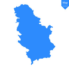 Blue map of Serbia isolated on white background. Vector illustration eps10.	
