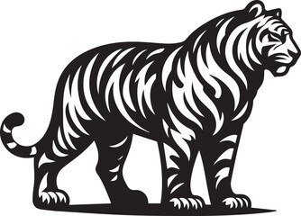 Fototapeta premium tiger, tiger logo vector, tiger vector illustration, tiger silhouette vector black and white full body eps file