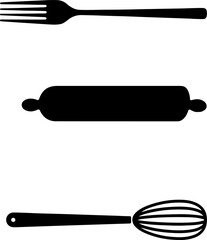 Kitchen and cooking icons white. Vector illustration