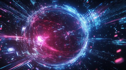 Digital connections forming a web of data streams around Earth, holographic style, highly detailed