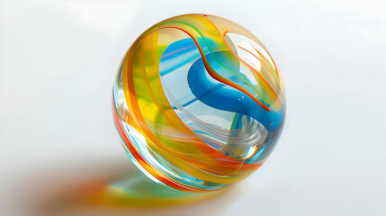 Abstract 3D Glass Orb Rainbow Swirl