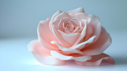 3D Render Pastel Pink Rose Illustration